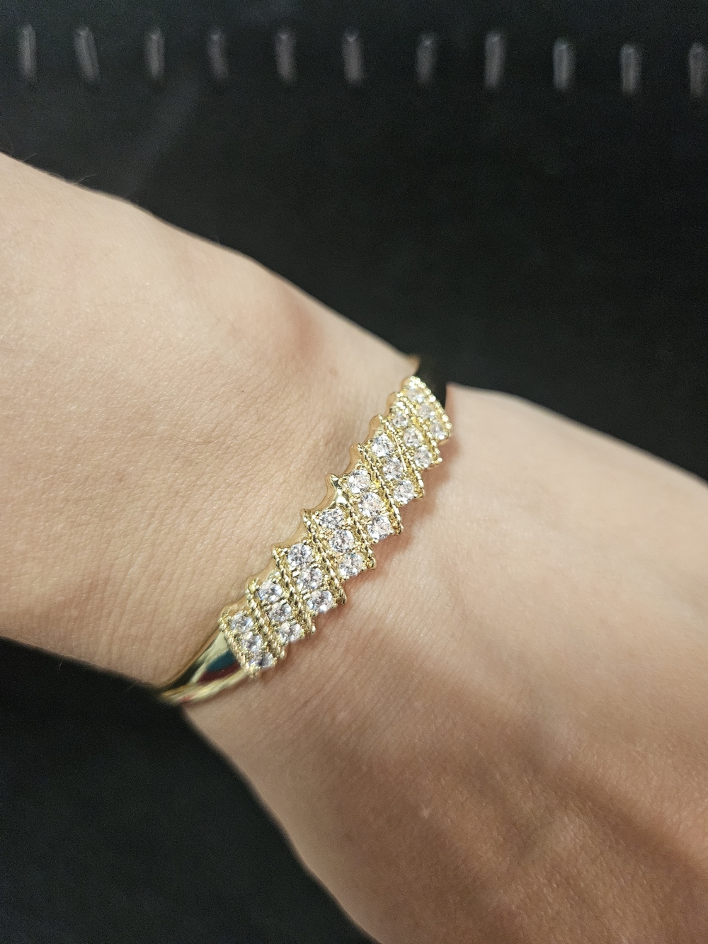 Gold Filled Crystal Accent Women's Bracelet And Ring Size 7 - Elegant Sparkle